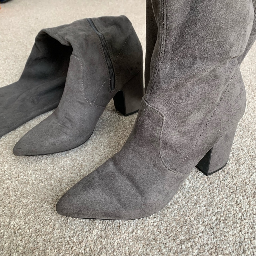 Steve Madden Thigh High Almond Toe Boot with Heel